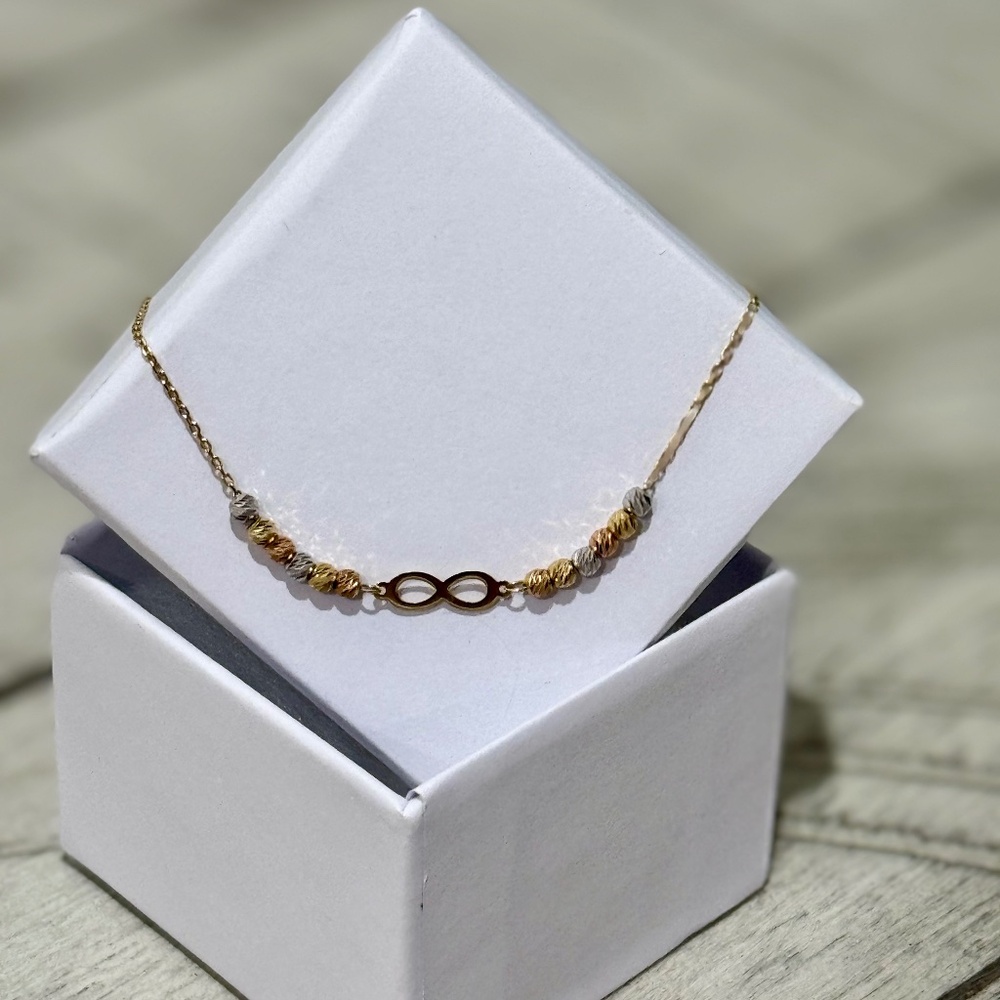 Solid 18k bracelet fine jewelry Woman’s   (Three Gold ) diamond cut